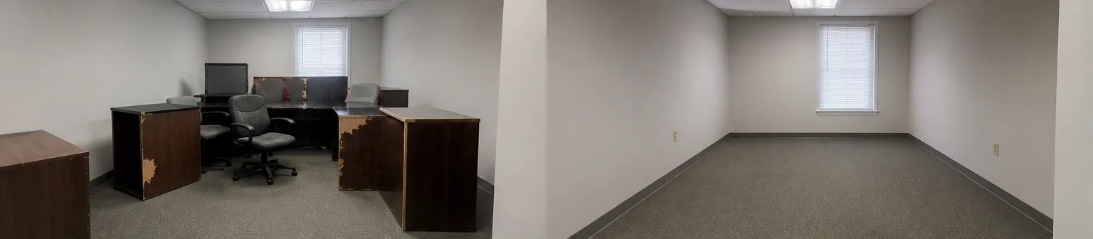 Three visual before-and-after examples of furniture removal, example 2