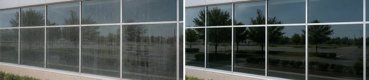 Three visual before-and-after examples of window cleaning, example 3